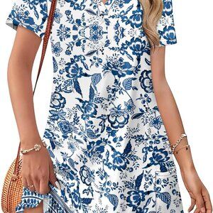 Chic V-Neck Boho Print Dress - Summer Casual Wedding Guest Outfit for 2025